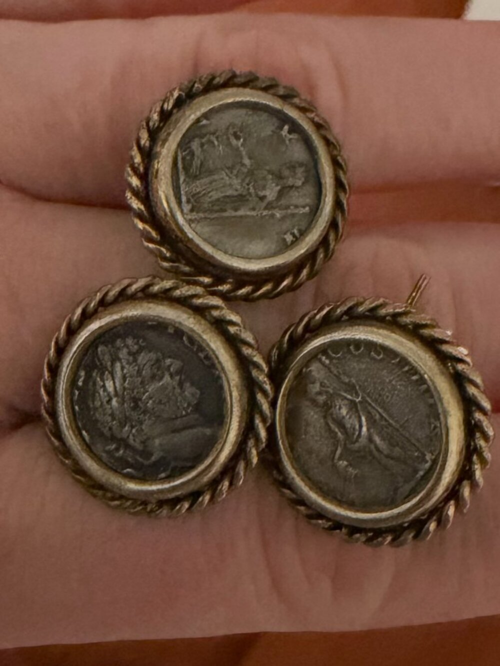 VINTAGE 3 EARRING SET - GOLD/CAMEO